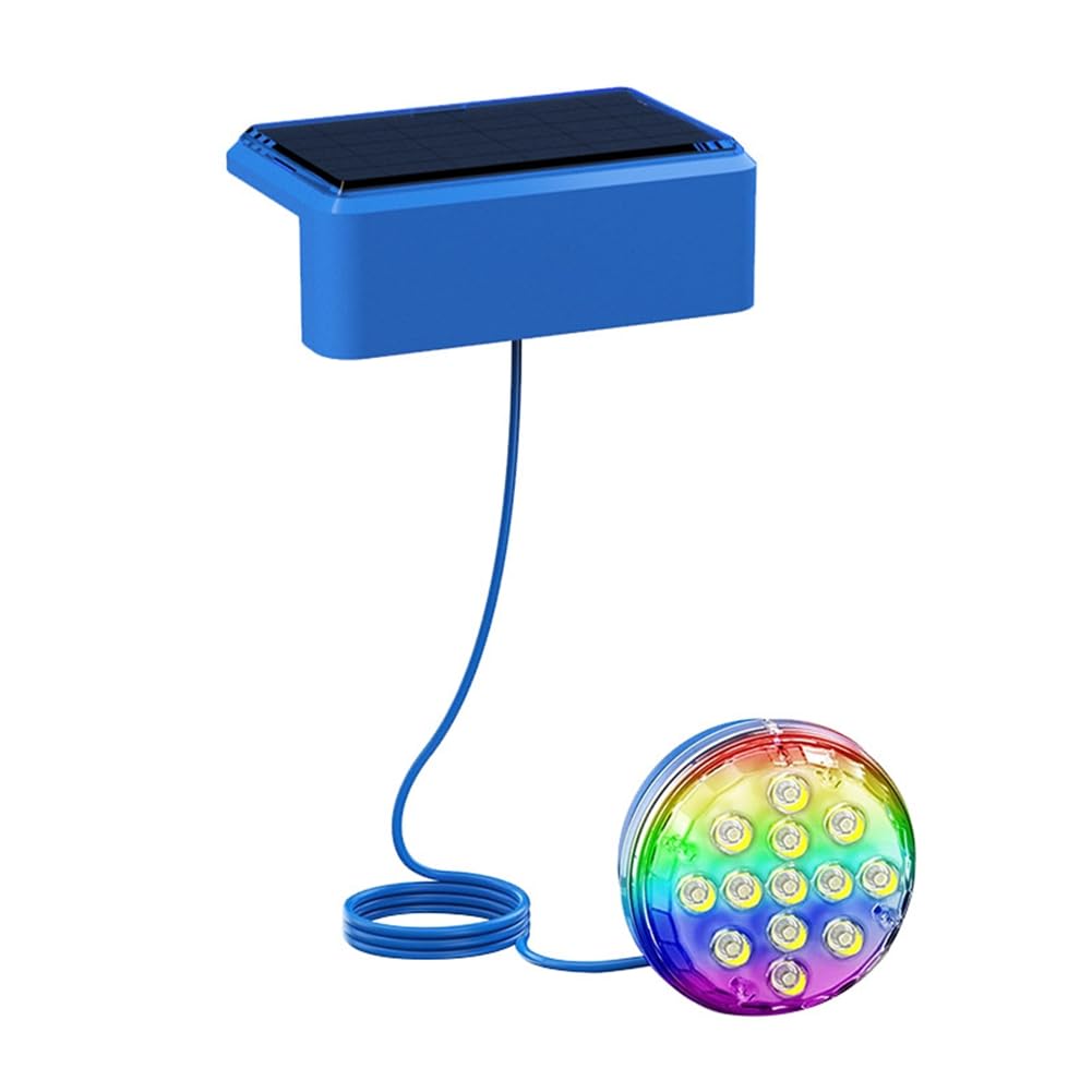 UDSKNV[KSL Solar Pool Underwater Light RGB Color Timer Solar LED Light IP68 Waterproof Remote Control for Swimming Pools