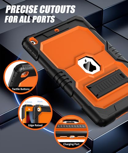 Coque robuste pour iPad 9e génération résistante aux chocs avec support intégré orange - 6