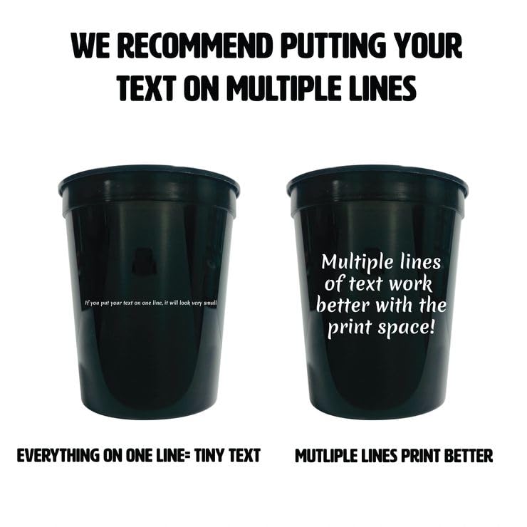 Amazon.com: Balloons Tomorrow.com Personalized Party Cups Customized with  your Message or Logo Reusable or Disposable 16 oz Plastic Stadium Cups -  Black : Home & Kitchen
