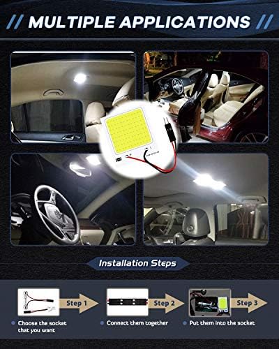 DEFVNSY 6-Pack COB LED Interieurverlichting – 200 Lumen, 12V DC, Met T10/BA9S/Festoon Adapters Voor Auto's