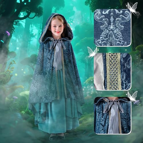 Capa de terciopelo con capucha para niñas, disfraz Halloween miniatura 3