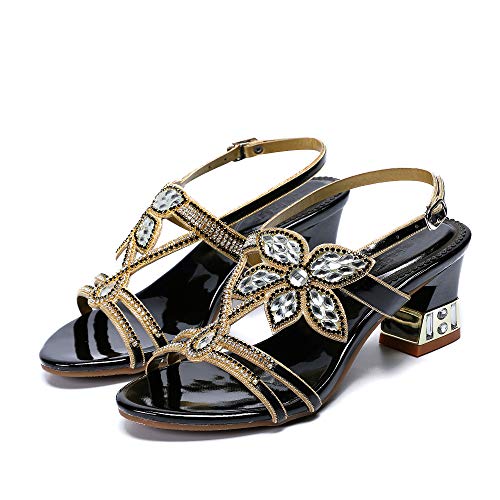 Image of Women's Handmade Rhinestones Crystal Heel Evening Bridal Wedding Prom Sandals Heeled 6.5 cm