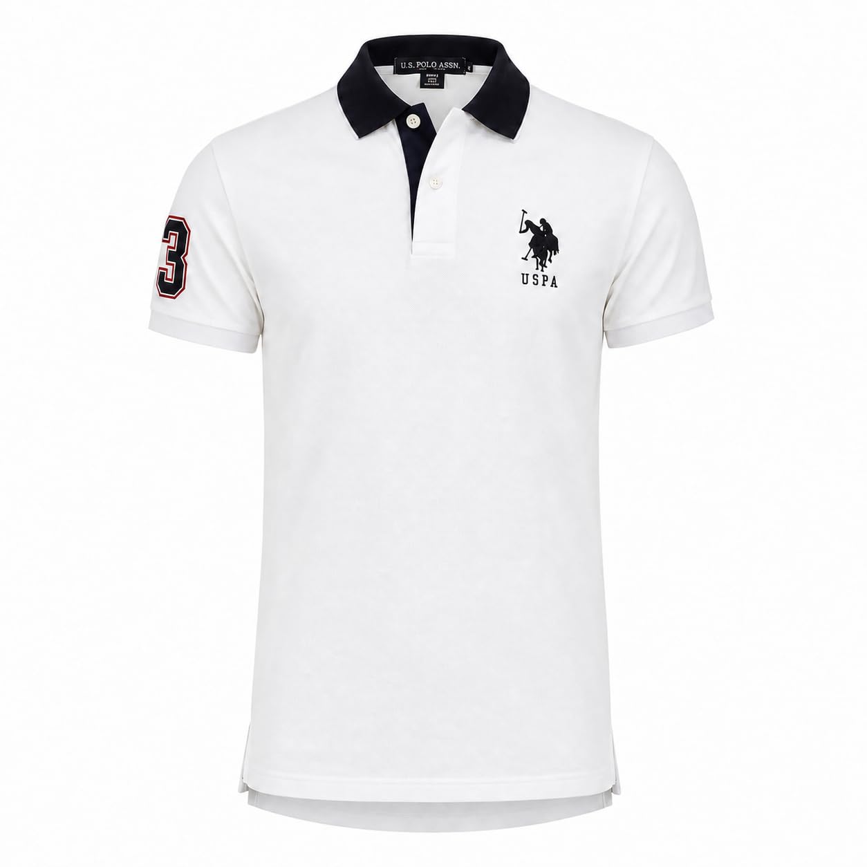 U.S. Polo Assn. Men's Short-Sleeve Polo Shirt with Applique, White/Black, XL