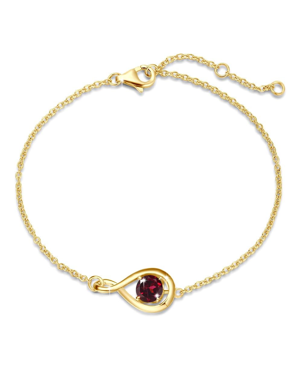FANCIME Love Bracelet 925 스털링 실버 인피니티 탄생석 팔찌 여성용 파인 주얼리 생일 선물, 엄마 아내를 위한 체인 길이 17cm(6.7인치)+3cm(1.2인치) 연장