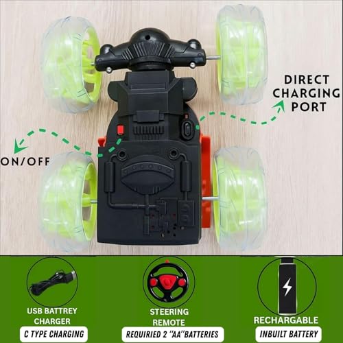 Image of GRAPHENE 5 Channel RC Stunt Transforming Toy Car Rechargeable Remote Control 360 Rotating Rolling Stunt Car for Kids Off Road Vehicle Toy Cars Kids Monster Truck Rock Climbing Car Toy (Multicolor)