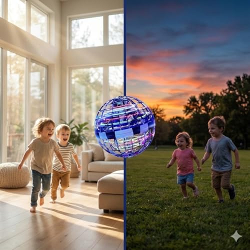 Image of Drumstone Rechargeable Flying Orb Ball Toy for Kids & Adults, Hand Controlled Hover Spinner Ball with RGB LED Lights, USB Rechargeable Boomerang Flying Spinner Toy for Indoor & Outdoor Games