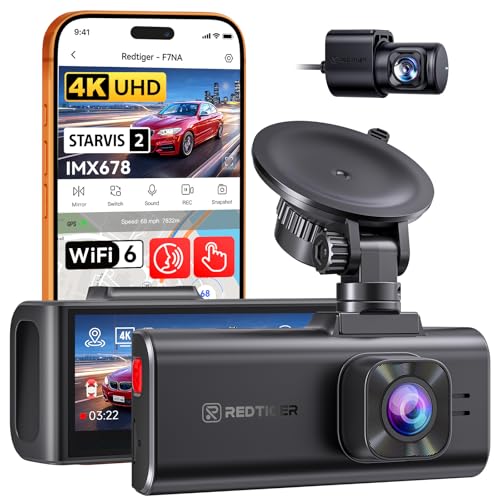 Image of REDTIGER F7NA 4K Dual Dash Cam for Car with ADAS, STARVIS 2 IMX678 Sensor, 8MP UHD, 5GHz WiFi 6 Fast Download, 4K Front 1080P Rear, GPS, Voice Control, WDR, HDR Night View, Support 512GB (No SD Card)