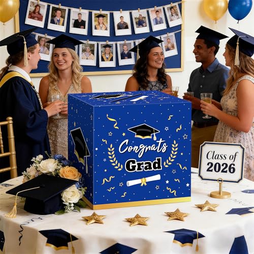 Image of Kelool Graduation Decorations 2026 Blue Graduation Card Box Graduation Party Decorations,Graduation Box,Congrats Grad Gifts for 2026 Graduation Party Supplies Favors
