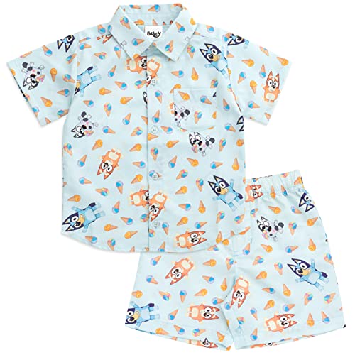 Bluey Bingo Muffin Matching Family Hawaiian Button Down Shirt and...