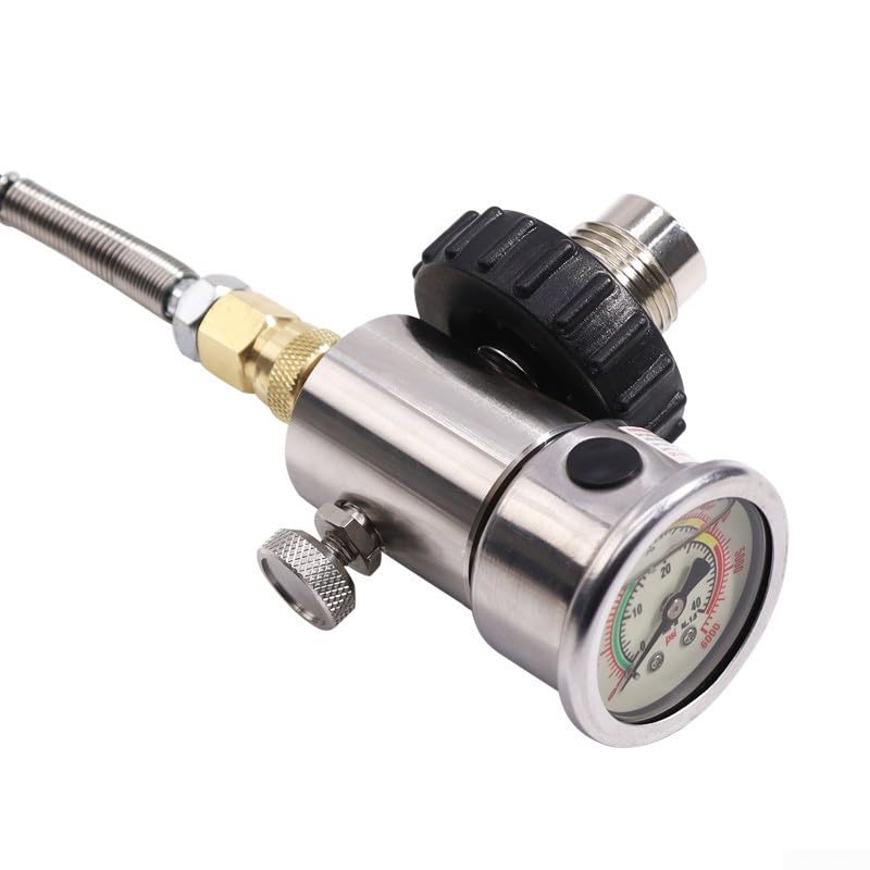 Adattatore per manometro ad alta pressione da G5/8 a 7/8 con doppio display luminoso e tubo da 24 pollici per manutenzione bombola ARA (SFC040)