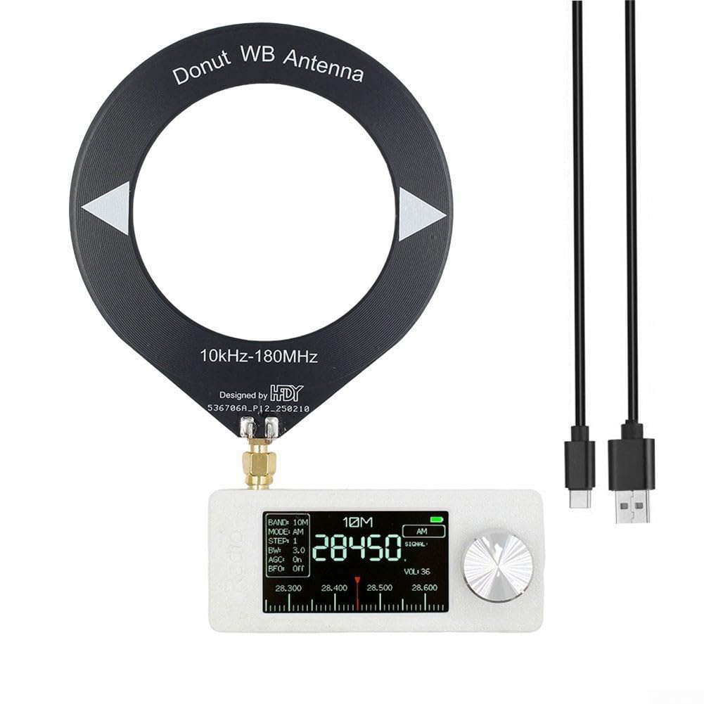 Radio SI4732, tamaño de bolsillo 0.5-108MHz Receptor con pantalla IPS y conector para auriculares (negro)