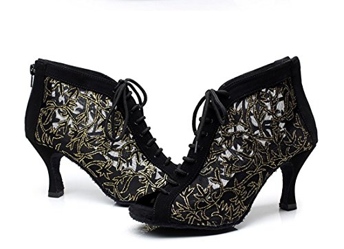 TDA Womens Lace-Up Net Salsa Tango Ballroom Latin Wedding Party Dance Shoes2