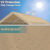 Vista 3 de Rutile - Toldo de repuesto para cochera, de 10 x 20 pies, para garaje, cubierta de refugio para automóvil, con bungees de bolas, color beige