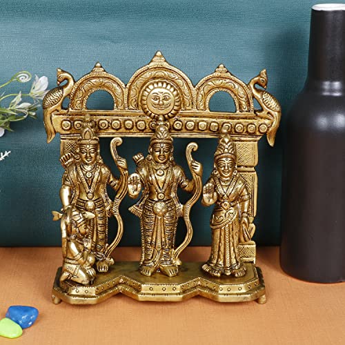 Image of ARTVARKO Brass Ram Darbar Statue Shree Ram Ji Sita Laxman Hanuman Home Decor Puja Bhagwan Idol Murti for Mandir Temple 7.5 Inches