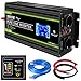Spannungswandler 12v 230v Reiner Sinus - 3000W Kfz Wechselrichter mit 2 EU Steckdose und USB-Anschluss LCD+ Fernbedienung + Batteriekabel und Handbuch