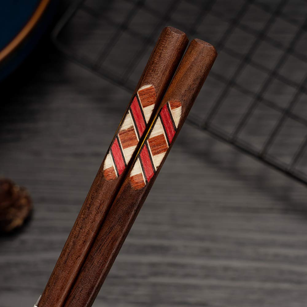 Chinesische Essstäbchen, japanische Sushi-Essstäbchen, 5 Paar, Essstäbchen aus Holz, wiederverwendbar, natürliche Essstäbchen, waschbare Essstäbchen, Essstäbchen, Geschirr-Set, modernes Design (natürl