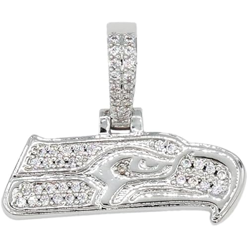 GLD Officially licensed NFL Sports Team Logo Pendant - Gold Plated Iced Out Football Necklace Charm