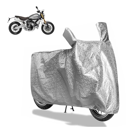 Image of Sulfar Bike Cover for Ducati Scrambler 1100 (Retro Adventure) | Waterproof, Dustproof & UV Protected | All Weather Two Wheeler Cover (Silver) New 2026 Variants