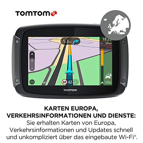 Tomtom Motorrad Navi Rider 500 (4,3 Zoll, kurvige und bergige Strecken speziell für Motorräder,...