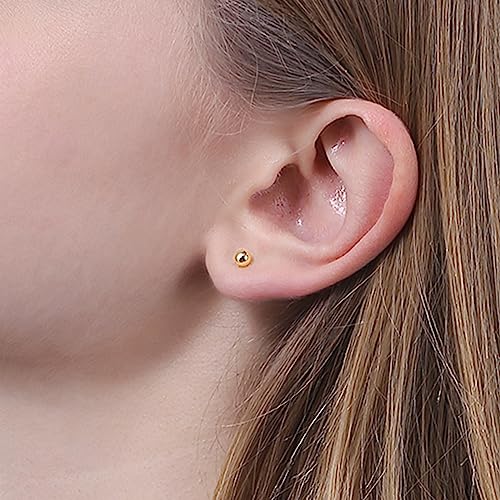ToHeart 14k Gold Stud earrings Women Hypoallergenic Gold Flat Back Stud Earrings2