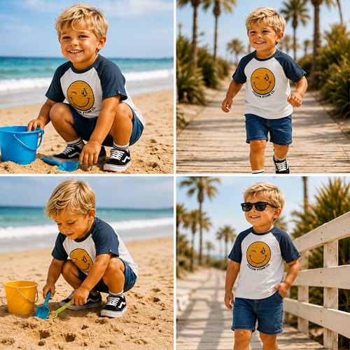 Image of Volcom Infant Toddler Boy Shorts Set - 2 Piece Short Sleeve Graphic Tees & Denim Shorts - Toddler Summer Clothes (12M-7)