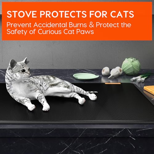 Image of Fireproof Glass Stove Top Cover, 29.5 inch Thickened Heat-Resistant Mat | 4-Layer Safe Material, Flame Retardant, Waterproof, Flat Stove Protector for Cats, Kitchen Induction Protector