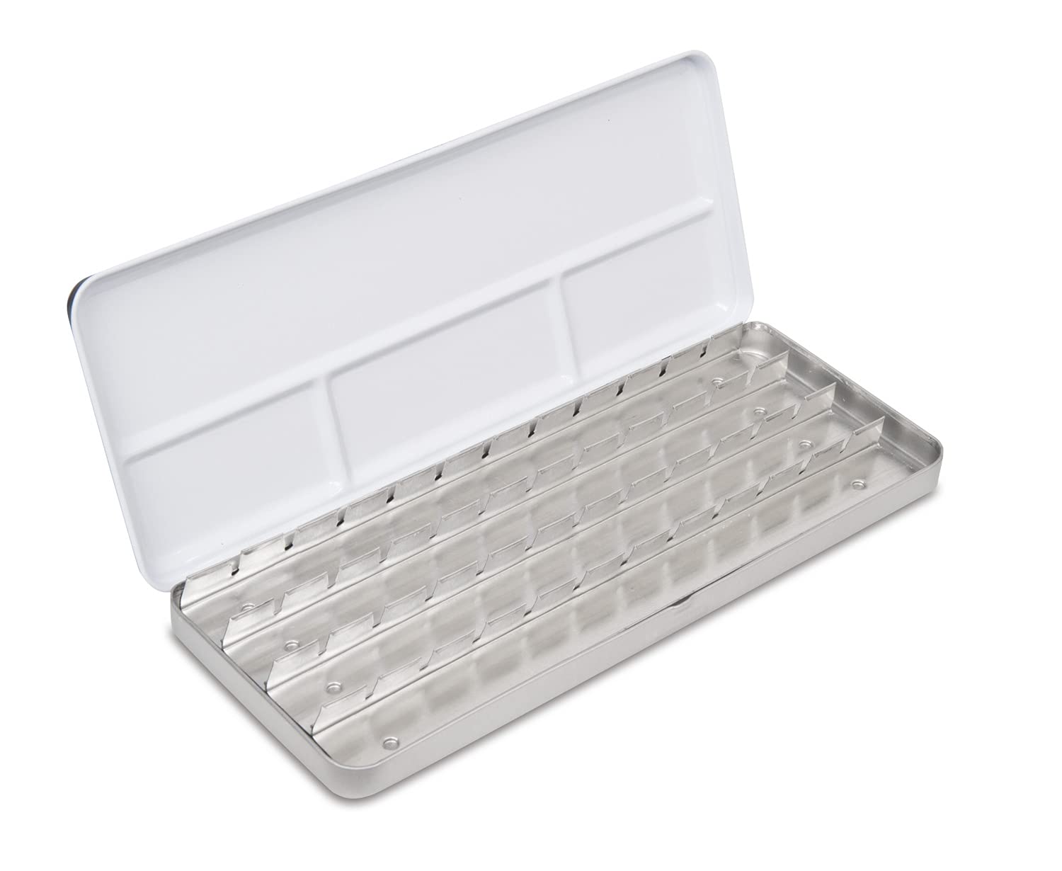 White Nights Caja de acuarela rusa para 24 botes enteros, de metal, con 4 campos de mezcla en la tapa