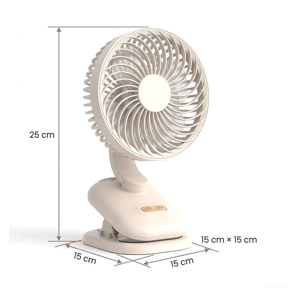 Tragbarer Ventilator zum Anklippen, wiederaufladbarer, oszillierender Schreibtisch-Kinderwagen-Ventilator mit 120 ° automatischer Schwenkung, 4 Geschwindigkeiten, USB-C-Ladung, leiser ABS-Zirkulator