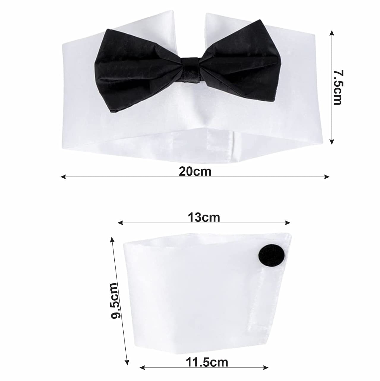 LORD CIG Stripper Accessory Set 3 Pieces Include A White Collar Attached Black Bow Tie And White Cuffs With Black Buttons For Men Costume Fancy Dress Party Accessories (Pack Of 1) (Men stripper) - Image 3