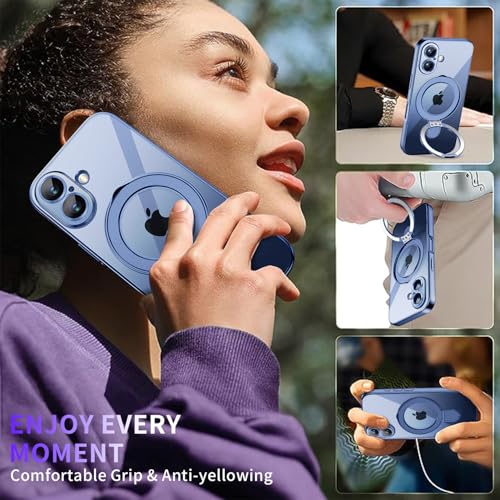 Image of Magnetic for iPhone 17 Case with Invisible Stand[Compatible with MagSafe][Full Camera Lens Protector][Military Drop Protection] Shockproof Not Yellowing Clear Slim Soft for Women Men