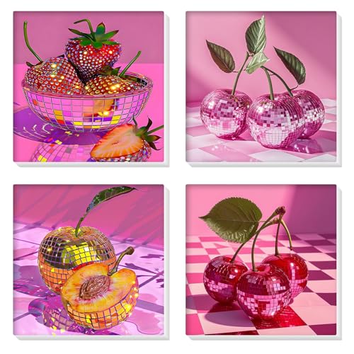 Peinture par numéro adulte HEIBAGO lot de 4 tableaux de fruits 20x20 cm