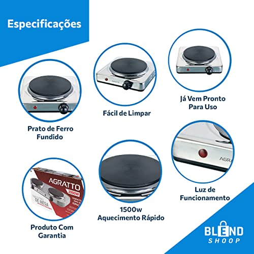 FOGÃO ELETRICO DE MESA UM PRATO FMA-01 220V 1500W AGRATTO glide
