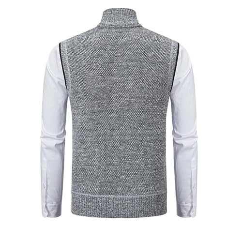 Men's Full Zip Knit Vest Stand Collar Business Casual Sweater Sleeveless Warm Slim Fit Soft Outerwear4