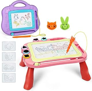 iNeego Kids Toys 3 Year Olds - 2 Pack Magnetic Drawing Board for 2-8 Year Olds Kids Drawing Board Girls Toys Boys Toys Magna Doodle 4 Colors Magnetic Doodle Board Learning Toy Gift for Kids(Pink)