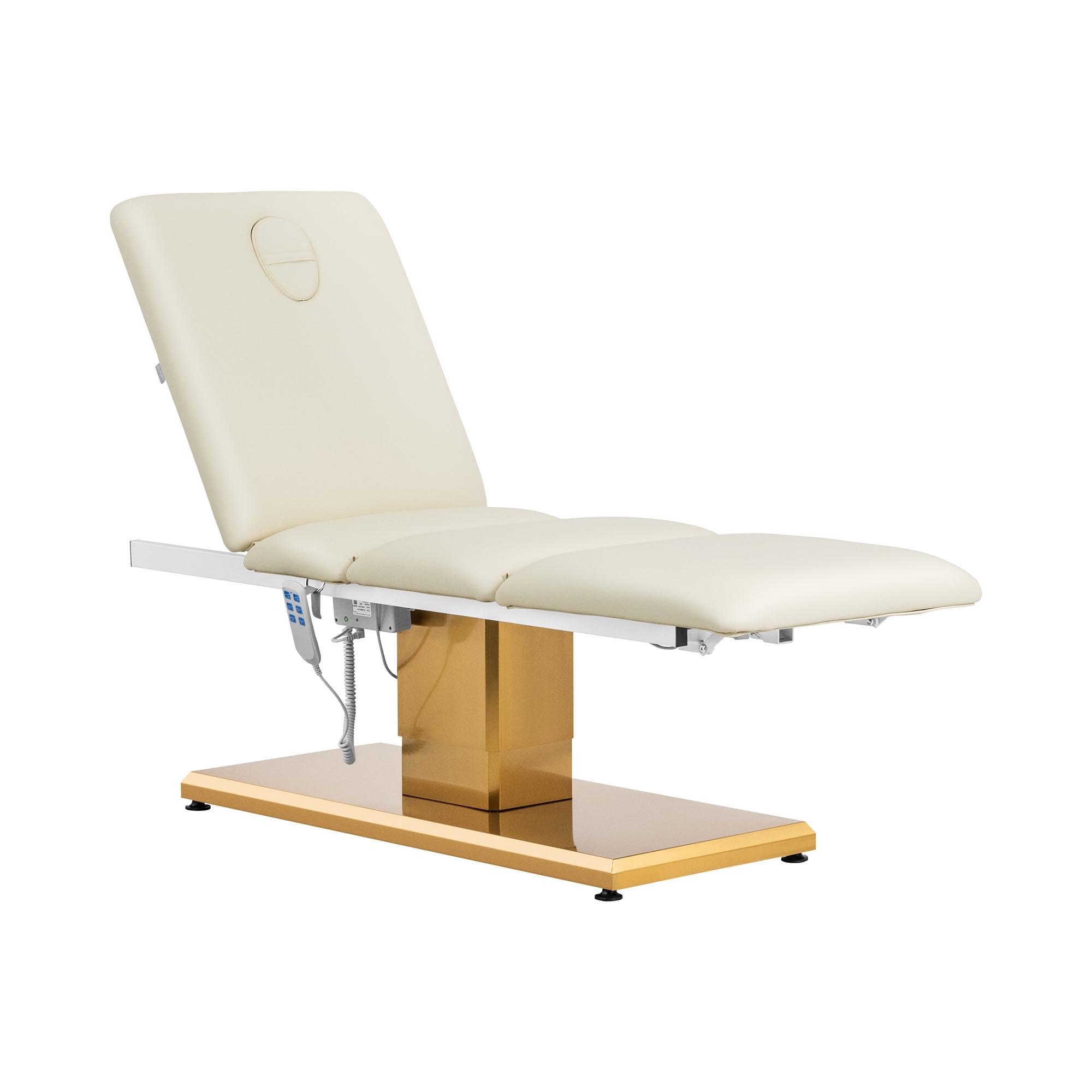 Physa Elektrische Kosmetikliege 3 motoren 300 W 190 x 65 x 60-76 cm 200 kg Creme/golden Behandlungsliege Kosmetikstuhl Therapieliege Tattooliege
