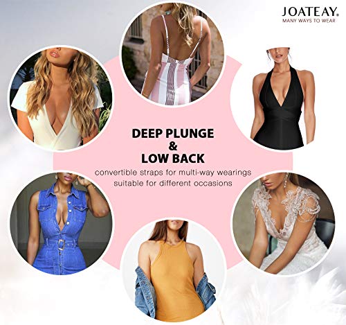 Joateay Women's Deep U Plunge Bra Sexy Convertible Low Cut Wireless Light Padded Bra Cleavage Enhancer(Black 36C) #TOP5