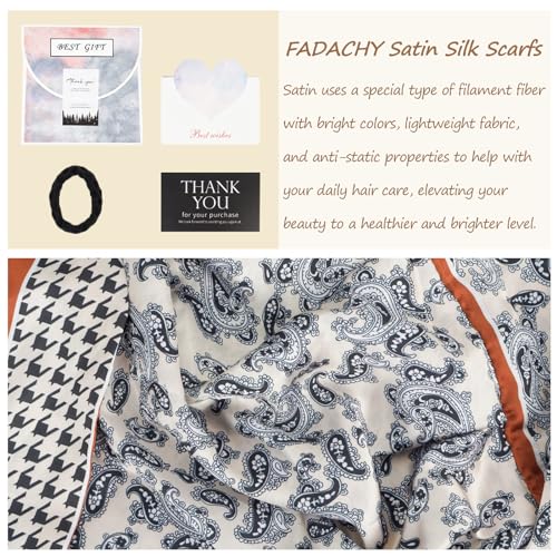 FADACHY Lightweight Head Scarf for Women's Hair, Printed Scarf Silk Bandanas for Women, Neck Scarf Hair Scarf, 31.8 Inches2