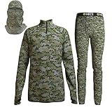 HECS Hunting Base Layer 3-Piece Hunting Suit | Quarter Zip Shirt, Pants & Head Cover with Bioelectric Shielding | Patented Technology | Hunting Clothes for Men - XLarge - Anywhere