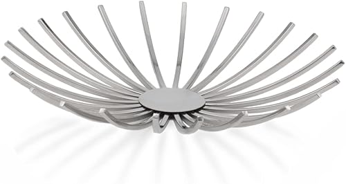 Bandeja abierta de acero inoxidable 3259 Barras XL, bandeja decorativa plateada con capacidad para esferas y bolas decorativas, frutero, decoración