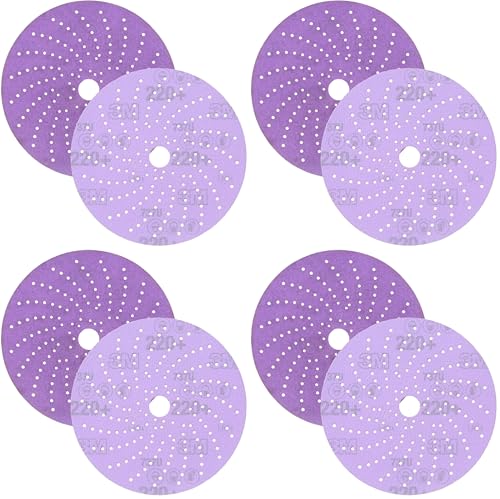 Image of Cubitron 3M II Hookit Clean Sanding Abrasive Disc 31481,6 in,220+ Grade,Pack of 200 Discs,Virtually Dust-Free,High Performance,Long Lasting,Multi-Hole Pattern, Feather Edging,Stock Removal(Pack of 4)