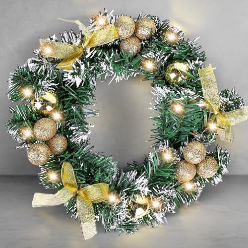 Décoration de Noël - Couronne de Noël LED - Couronne de porte de Noël - Couronne de l'Avent - Couronne de table - Décoration de Noël - Décoration de porte et de table pour la période de l'Avent et