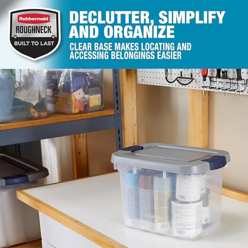 Image of Rubbermaid 6 Pack Roughneck Clear Storage Containers, Stackable Totes, 19 Quart