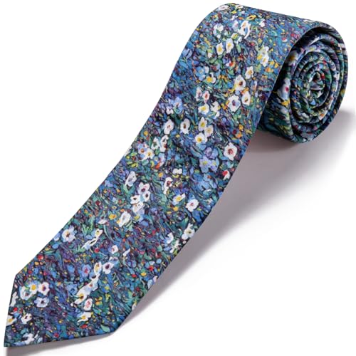 Image of Barry.Wang 100% Cotton Floral Ties for Men 63 inch Extra Long Necktie Clip | Fashion Cotton Printed Neckties,Wildflower 2.76 inch Ties Skinny,Gift Box,Groomsmen Wedding Engagement Graduation