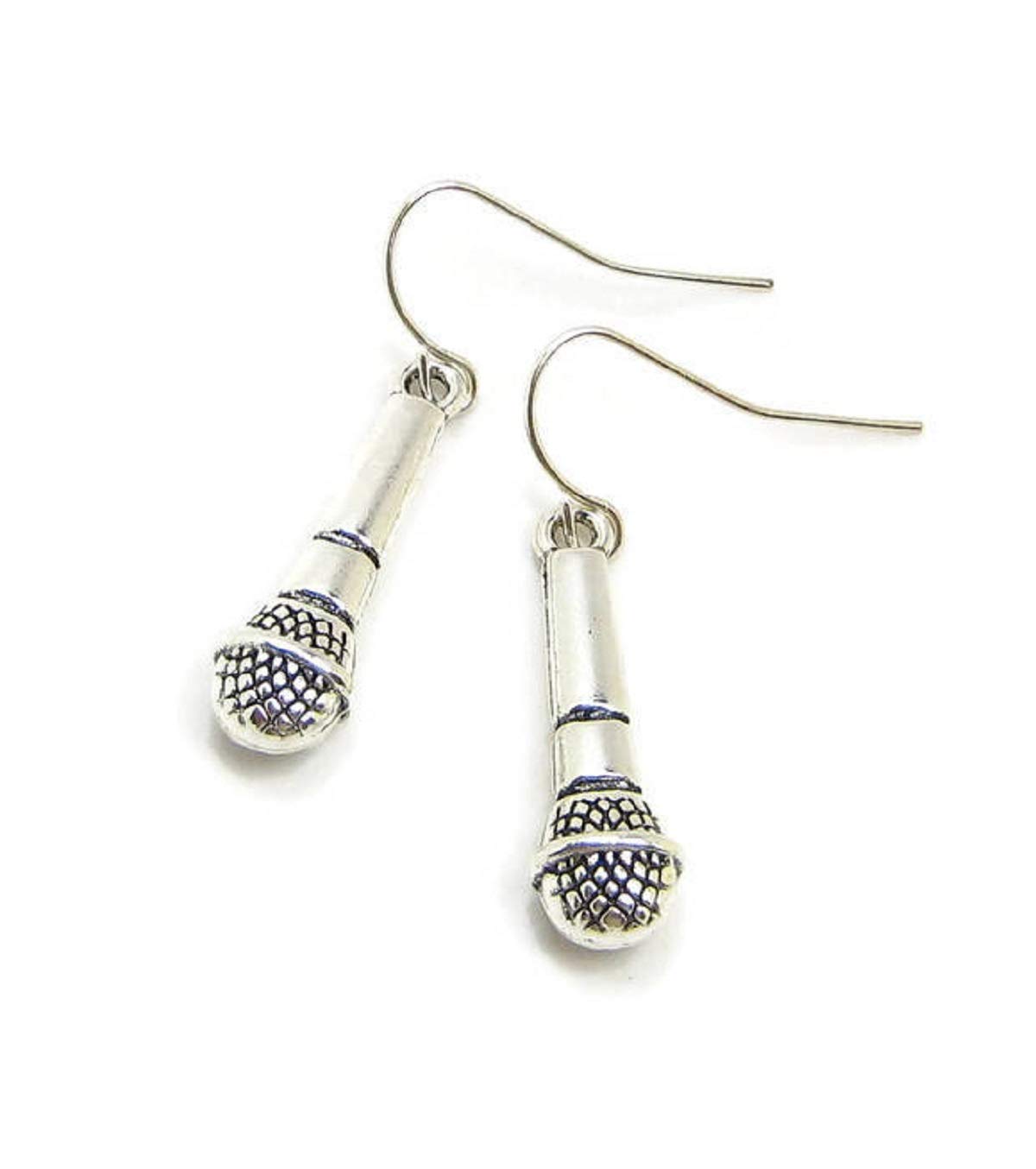 Dynamic Microphone Earrings, 925 Silver Hooks, Sing, Singer, Singing, Musician, 3D Music Jewelry, Gift Under a Tenner, Gift Bag
