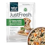 JustFoodForDogs JustFresh Wet Dog Food, Fresh Pet Meals and Toppers with No Preservatives, Resealable Package, Human Grade, Home-Cooked Chicken, 12 oz - 7 Pack