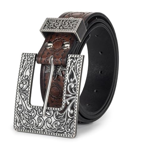 Women's-Cowgirl-Belts Fashion Floral Country-Belts Waistband with Pin Buckle for Jeans Pants