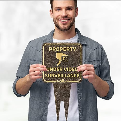 Image of Property Under Video Surveillance Sign, 7x13, Heavy Duty Integrated Ground Stakes, Indoor /Outdoor Use, Rust Free Aluminum Composite, Made in USA by My Sign center