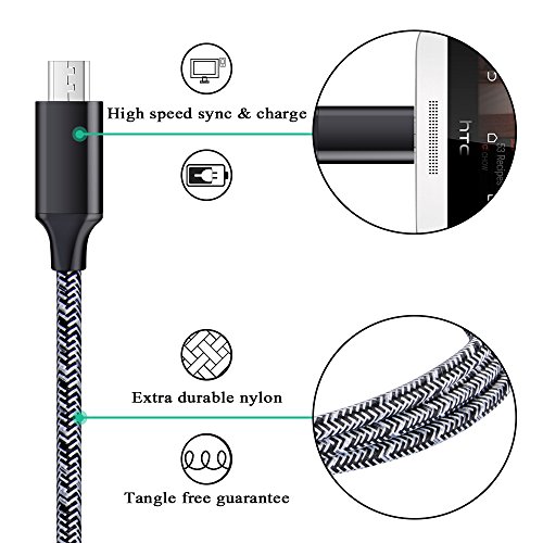 Short Micro Usb Cable 2-Pack, 1.6+3Ft Phone Charger Power Cords Android Fast Charging Cables Compatible With Samsung Galaxy J7 S6 S7 Edge J3,Note 3 4 5,Tablet S2 S4, Lg Stylo 2/3 Plus #TOP1