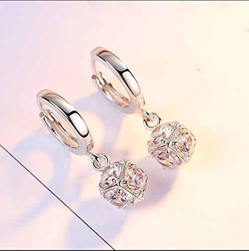 Preisvergleich Produktbild Sterling Silber Ohrstecker, nopson Cube Funkelnder Diamant Swarovski Sterling Silber Prinzessin Cut Cubic zirconid Ohrstecker