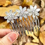 AFOOFA Bridal Hair Comb, Sparkle Rhinestone Wedding Hair Comb, Elegant Sliver Hair Side Comb Hair Pi